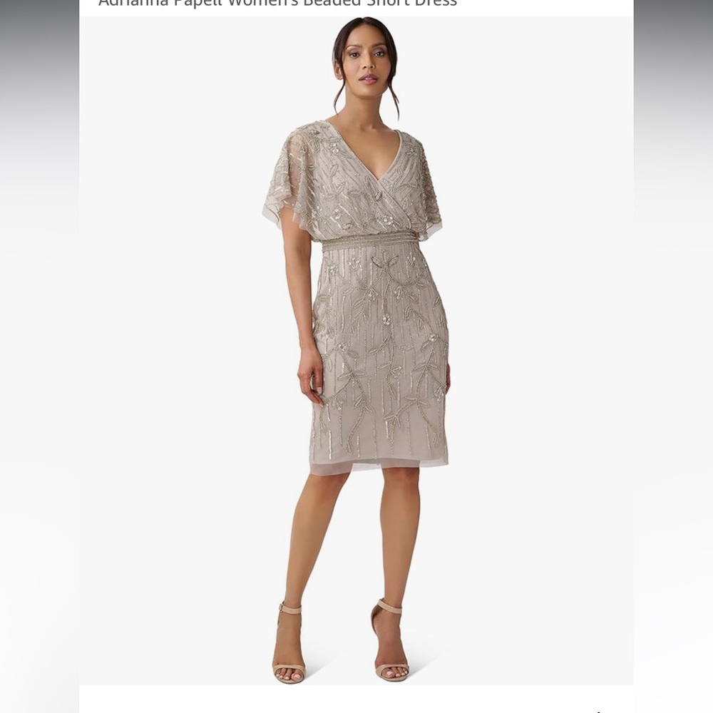 Adrianna Papell NWOT Elegant Silver Embellished Dress